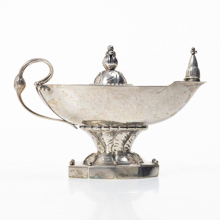 Jeweller Oscar Sjögren Ab, burner/oil lamp, silver, Gothenburg 1924.