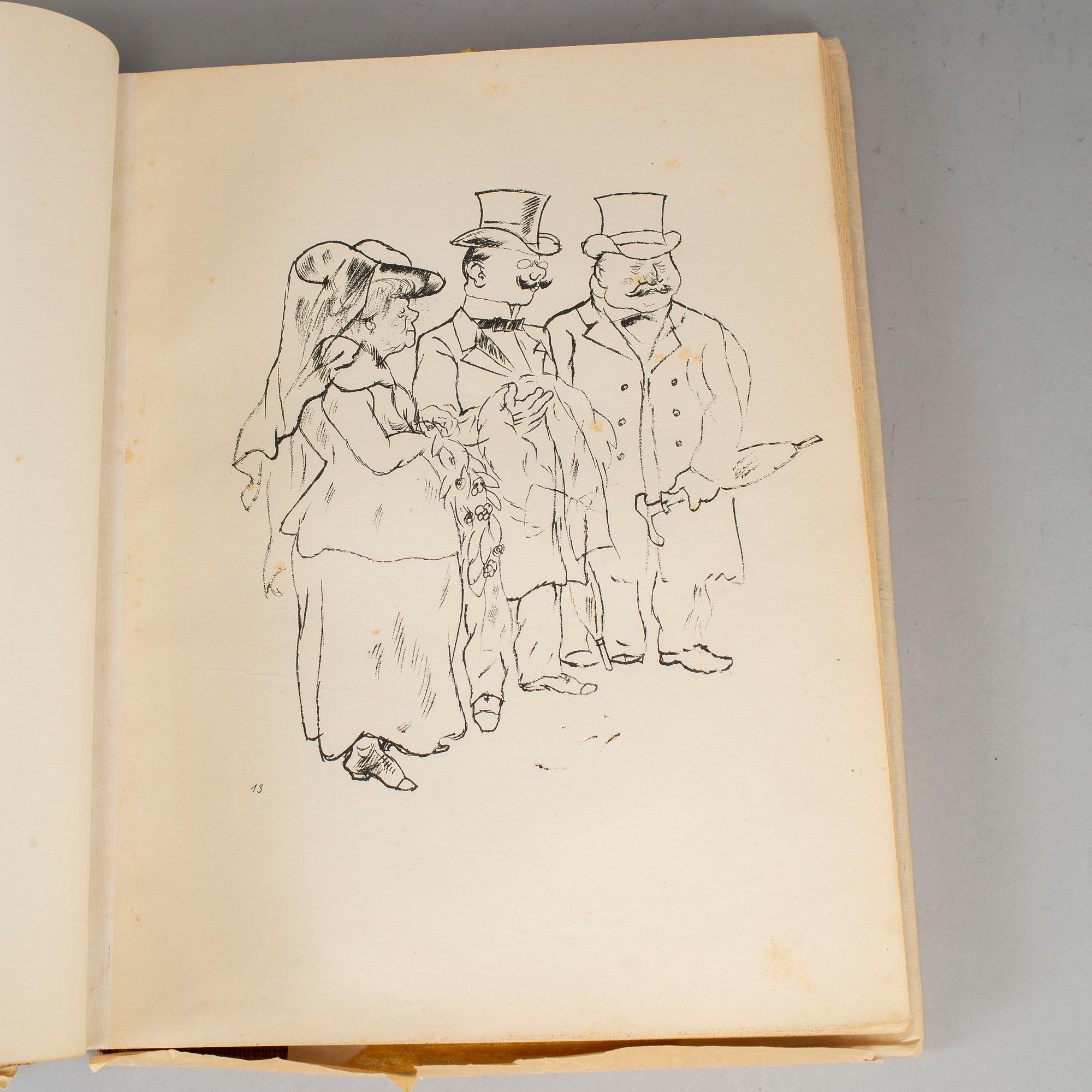 GEORGE GROSZ, book with 84 offset lithographs and 16 offset lithographs in color, Der Malik Verlag, Berlin 1923.