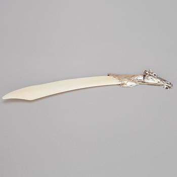 BREVKNIV, silver samt ben, Ryssland 1900-talets början.