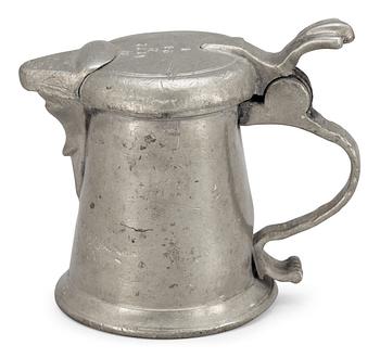 716. A Swedish pewter measure vessel dated 1772.