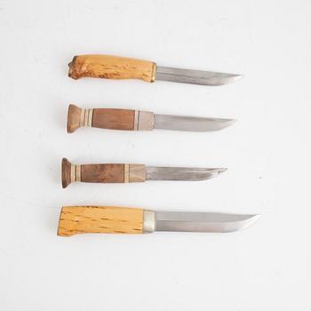 Four knives, of which two by Janne Marttiini, Rovaniemi, Finland.