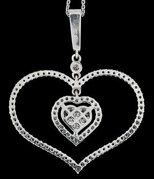 HALSSMYCKE, 18k vitguld med briljant- och prinsesslipade diamanter tot ca1,10ct. Vikt ca 6g.