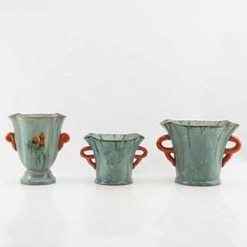 Andersson & Johansson vases 3 pcs Höganäs first half/mid 1900s.