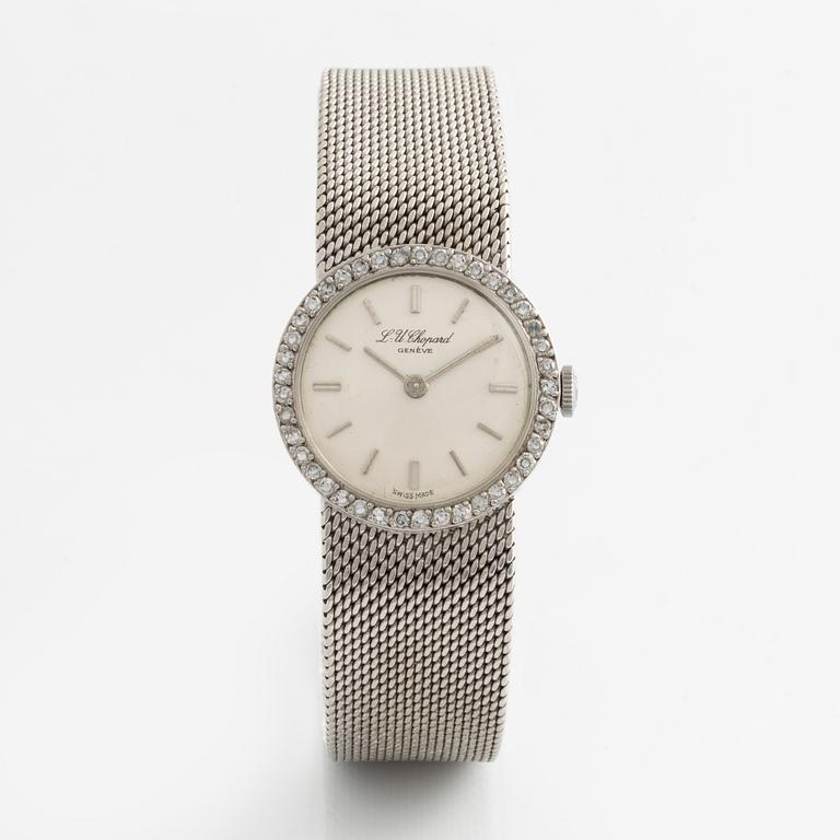 L.U. Chopard, Damarmbandsur, vitguld och krans med åttkantslipade diamanter.