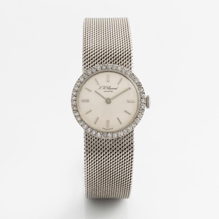 L.U. Chopard, Ladies' Bracelet Watch, white gold and bezel with eight cut diamonds.