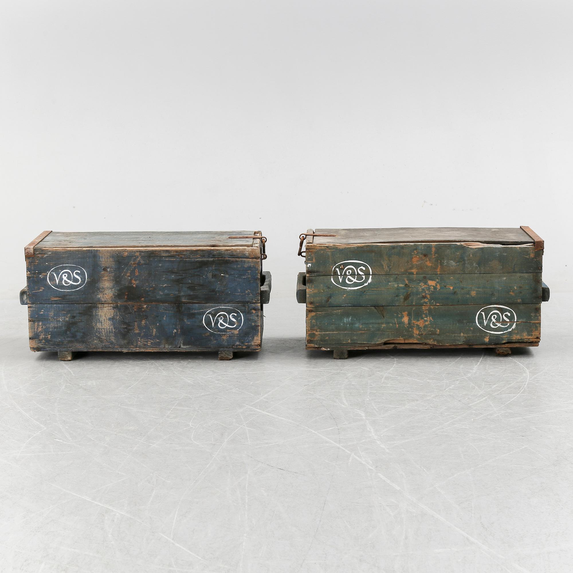 Two wooden boxes, early 1900's.