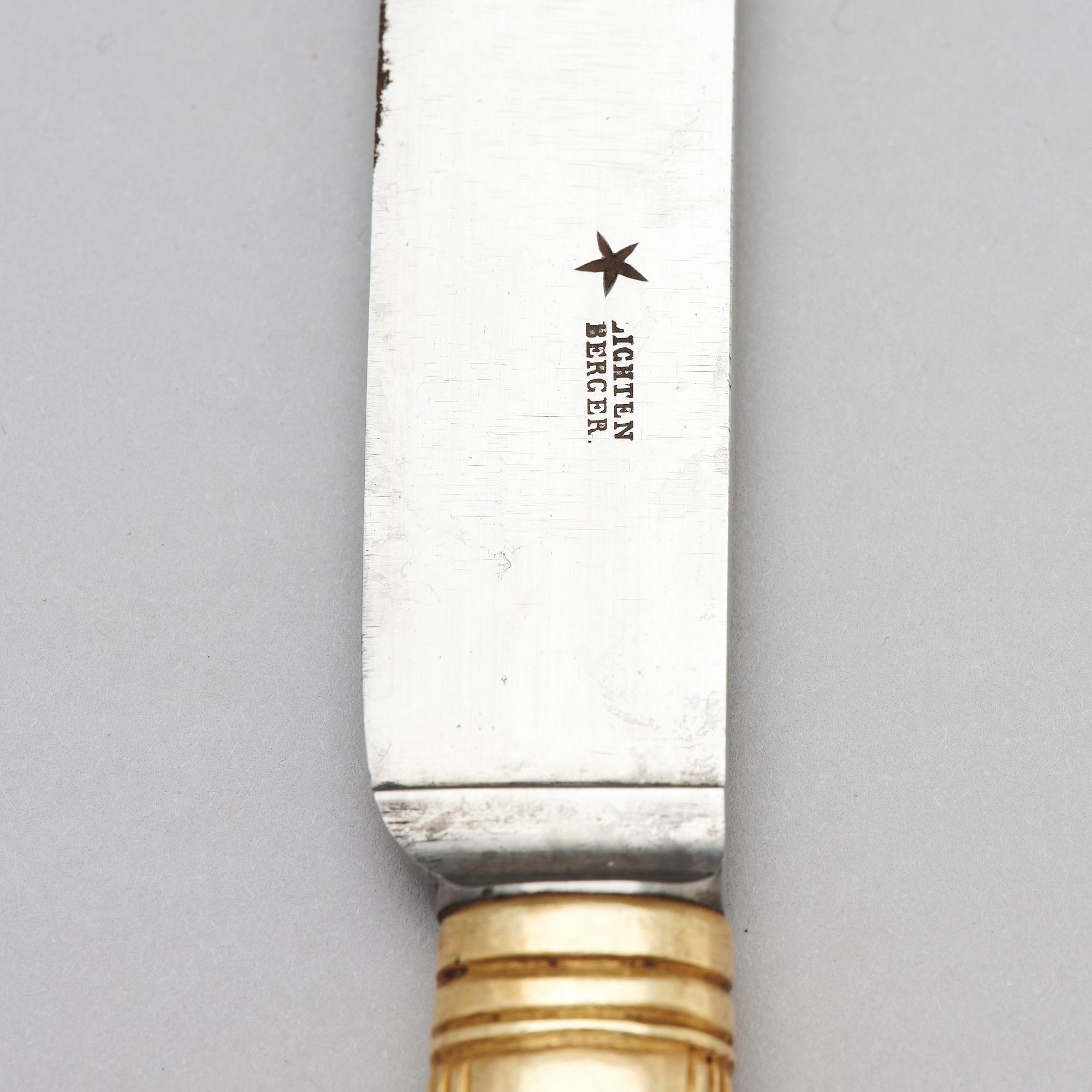 Lewenhauptska besticken, 2 par, sk "couvert" förgyllt silver, Kirstein respektive Büttner, Strasburg  originaletuier.