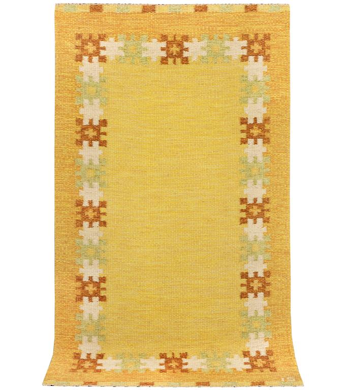 Ingegerd Silow, a flat weave carpet, signed IS, c. 161 x 83 cm.
