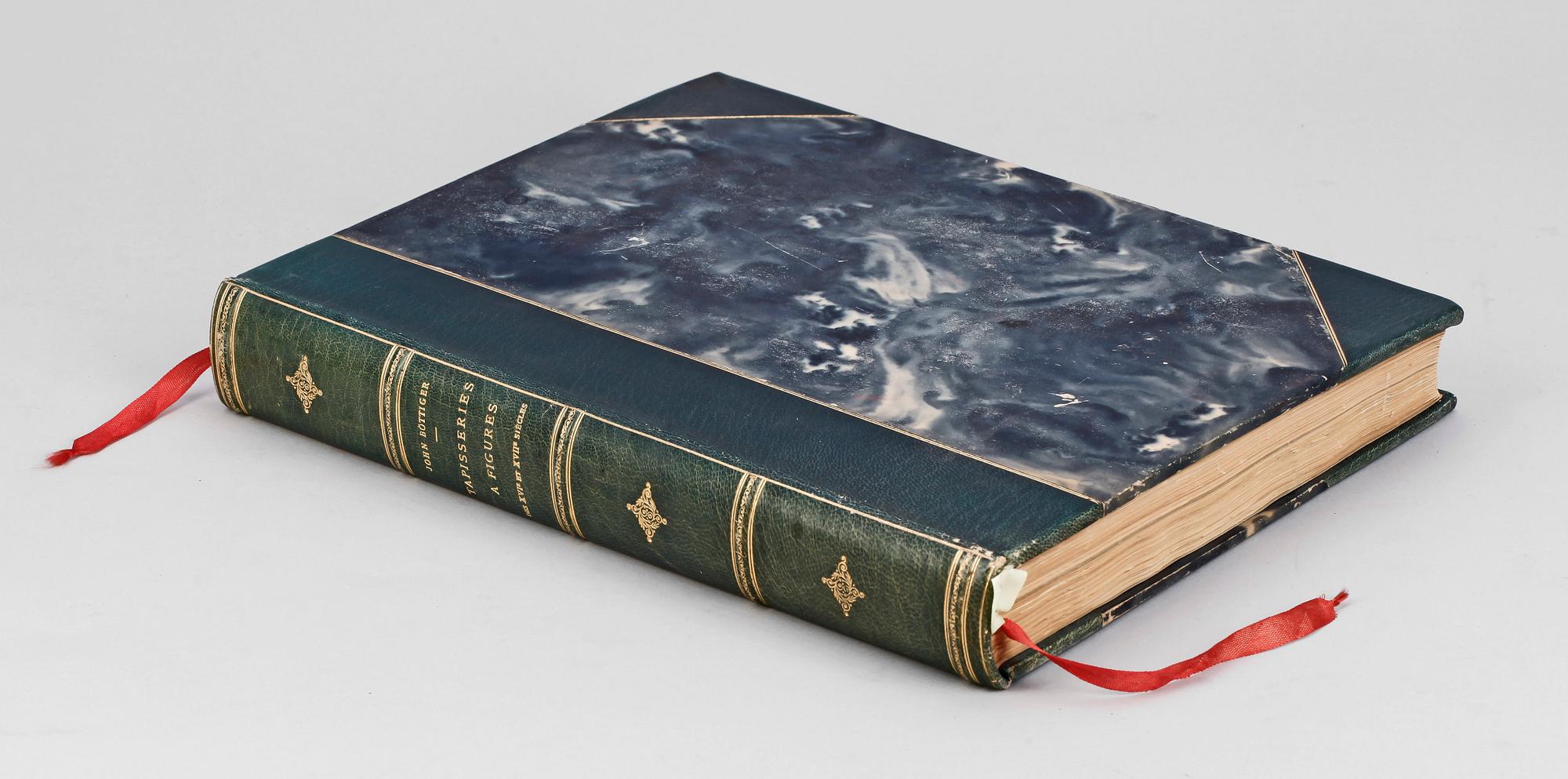 BOKVERK, 2 sambundna volymer, "Tapisseries a Figures des XVI et XVII siècles...": Inventaire Descriptif resp Planches, av John Böttiger, Stockholm 1928.