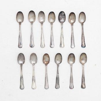 Twelve silver coffee spoons, Mema and Cohr, 1980s.