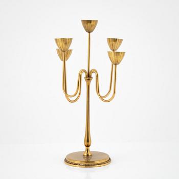 Gunnar Ander, a brass candelbrum. Ystad-Metall, Sweden, mid 20th Century.