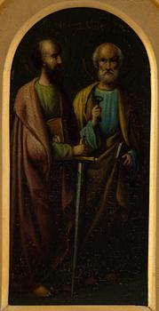 A Russian 19th Century icon with silver-gilt frame, Moscow.