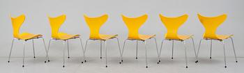 STOLAR, 6st, "Liljan / Måsen / Mågen", Arne Jacobsen, Fritz Hansen, 1979.