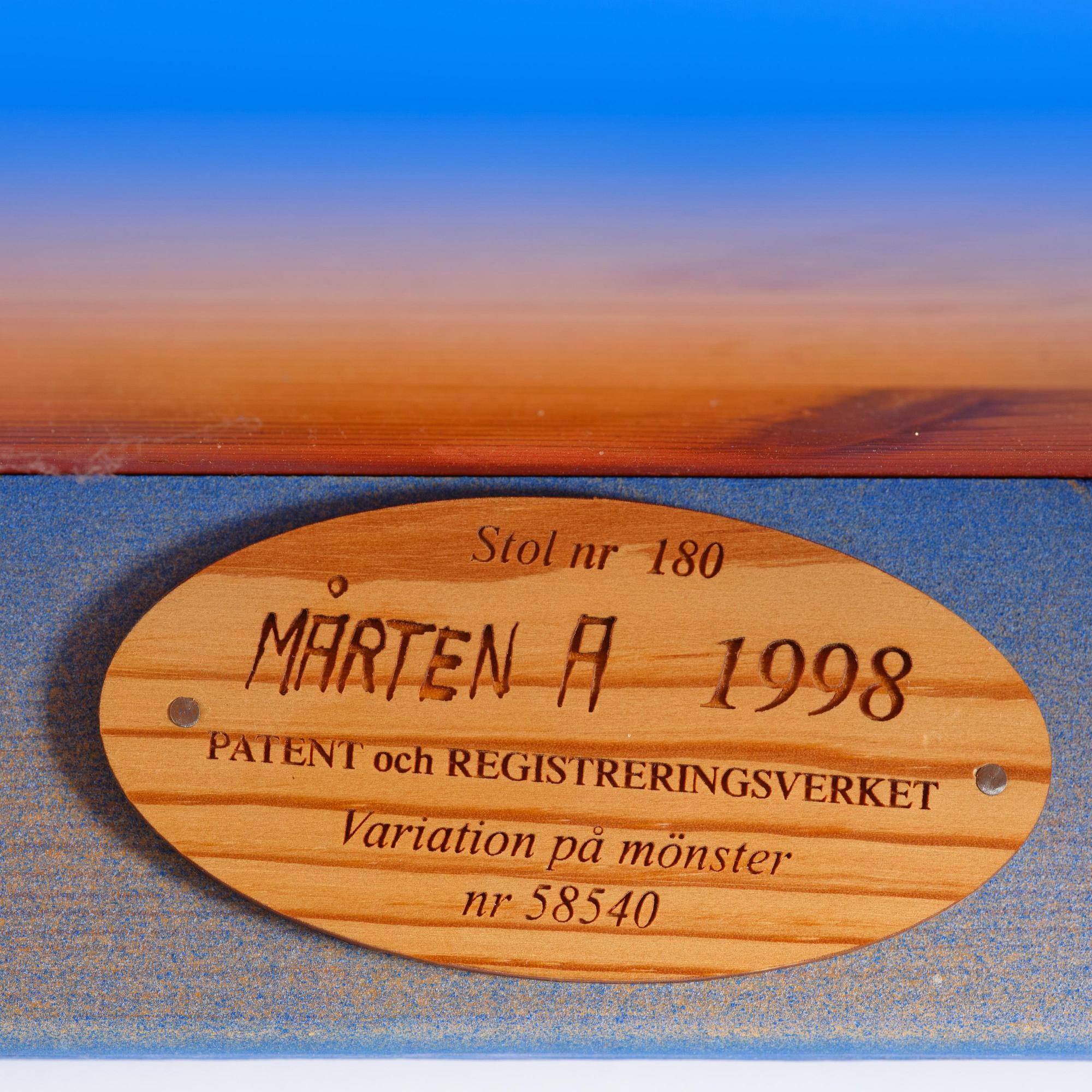 Mårten Andersson, a set of six chairs, "Från gryning till natt" (From Dawn to Night), 1998.