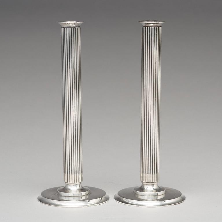 Sigvard Bernadotte, a pair of sterling silver candlesticks, Georg Jensen, Copenhagen 1945-77, design nr 855B.
