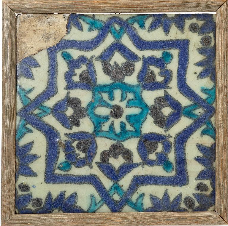 An Iznik pottery tile, Ottoman Empire, 17th century.