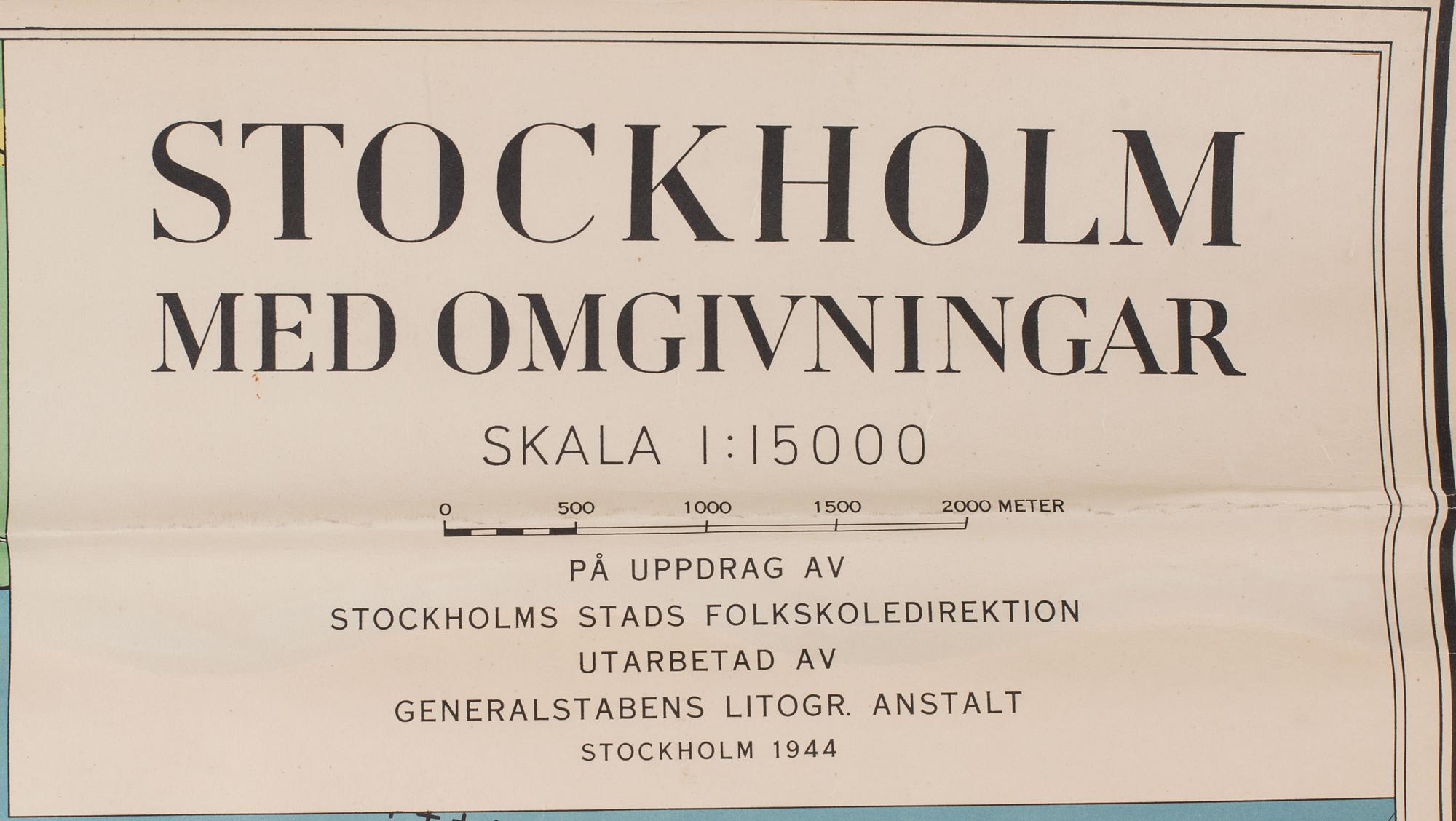 SKOLPLANSCH/KARTA, Stockholm, 1944.