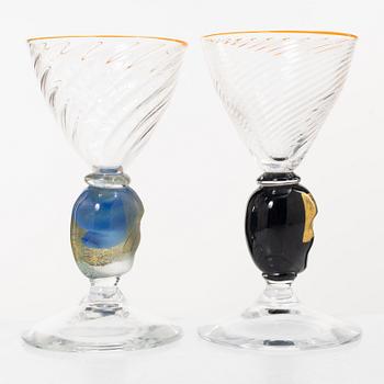 Bertil Vallien, pokalglas, 2 st, Kosta Boda.