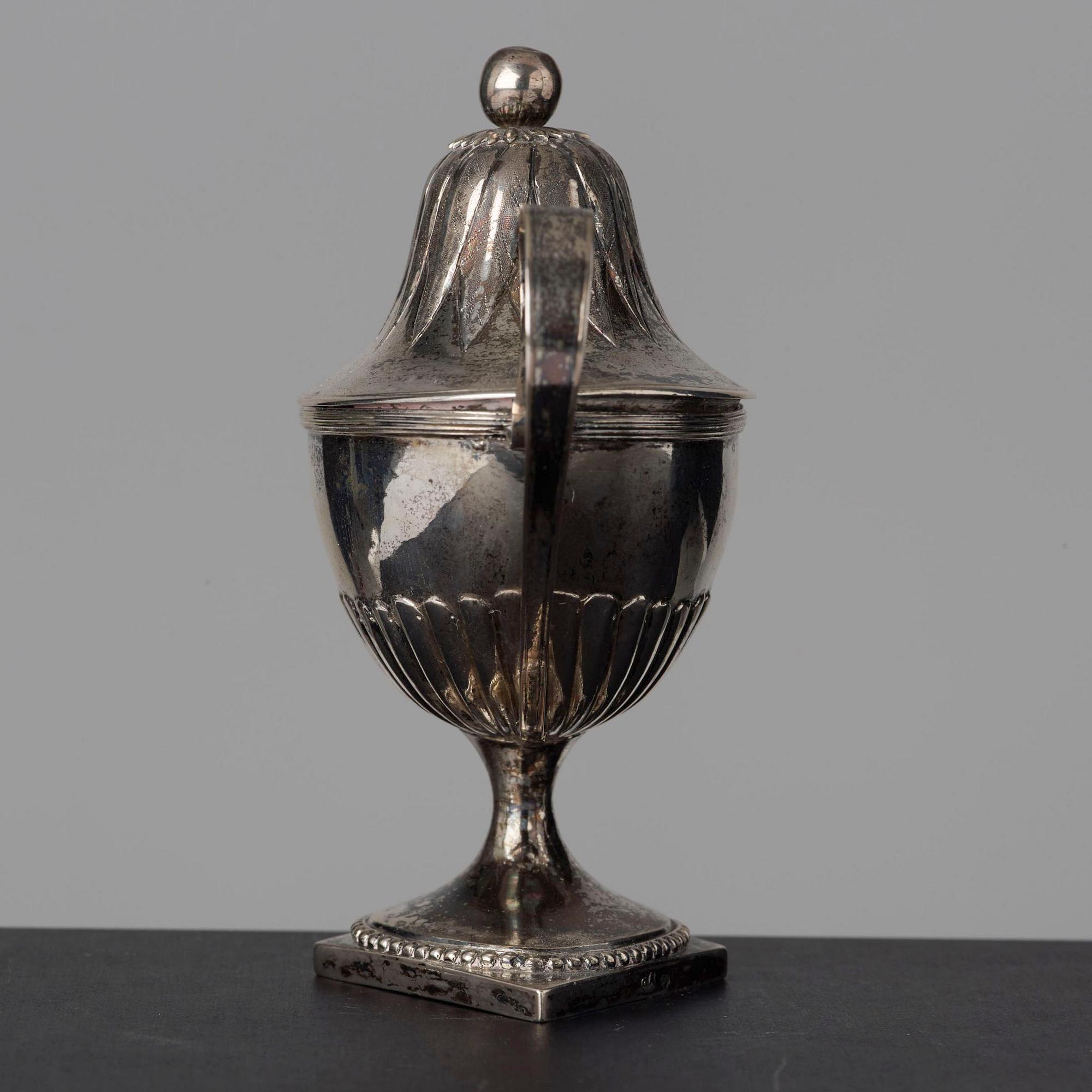 A Swedish late 18th century silver minitaure sugar bowl and cover, makers mark of Gustaf Aberg (Jonkoping 1796-1828-).