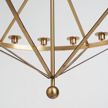 Sigurd Persson, an 18 candles brass chandelier, Sweden, probably 1960s.