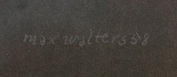 Max Walter Svanberg, guldprägling på svart signerad och daterad 58.