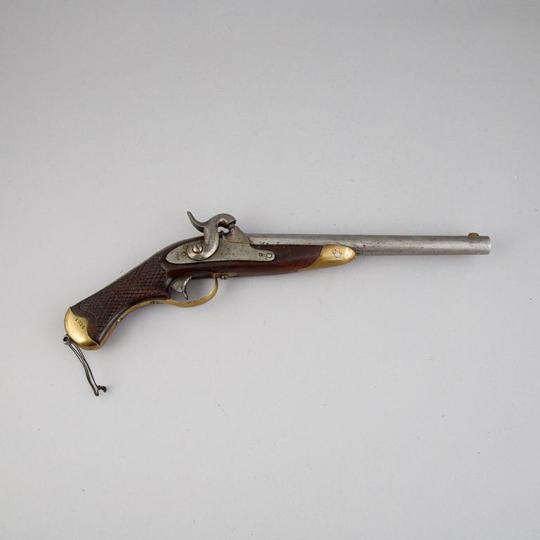 A rifled Swedish percussion pistol,  1850 pattern.