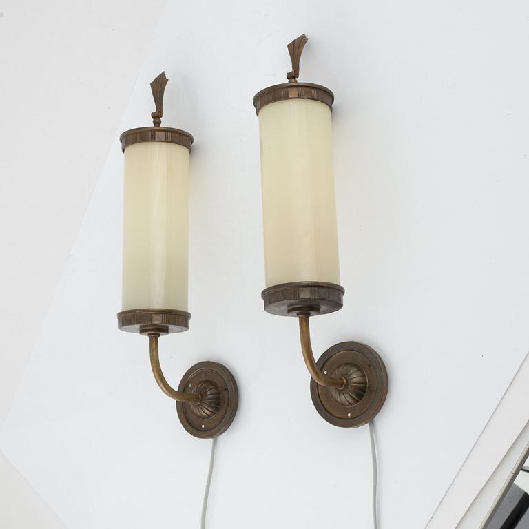 Harald Notini, a pair of wall lamps, model "8143", Arvid Böhlmarks Lampfabrik, 1920s-1930s.