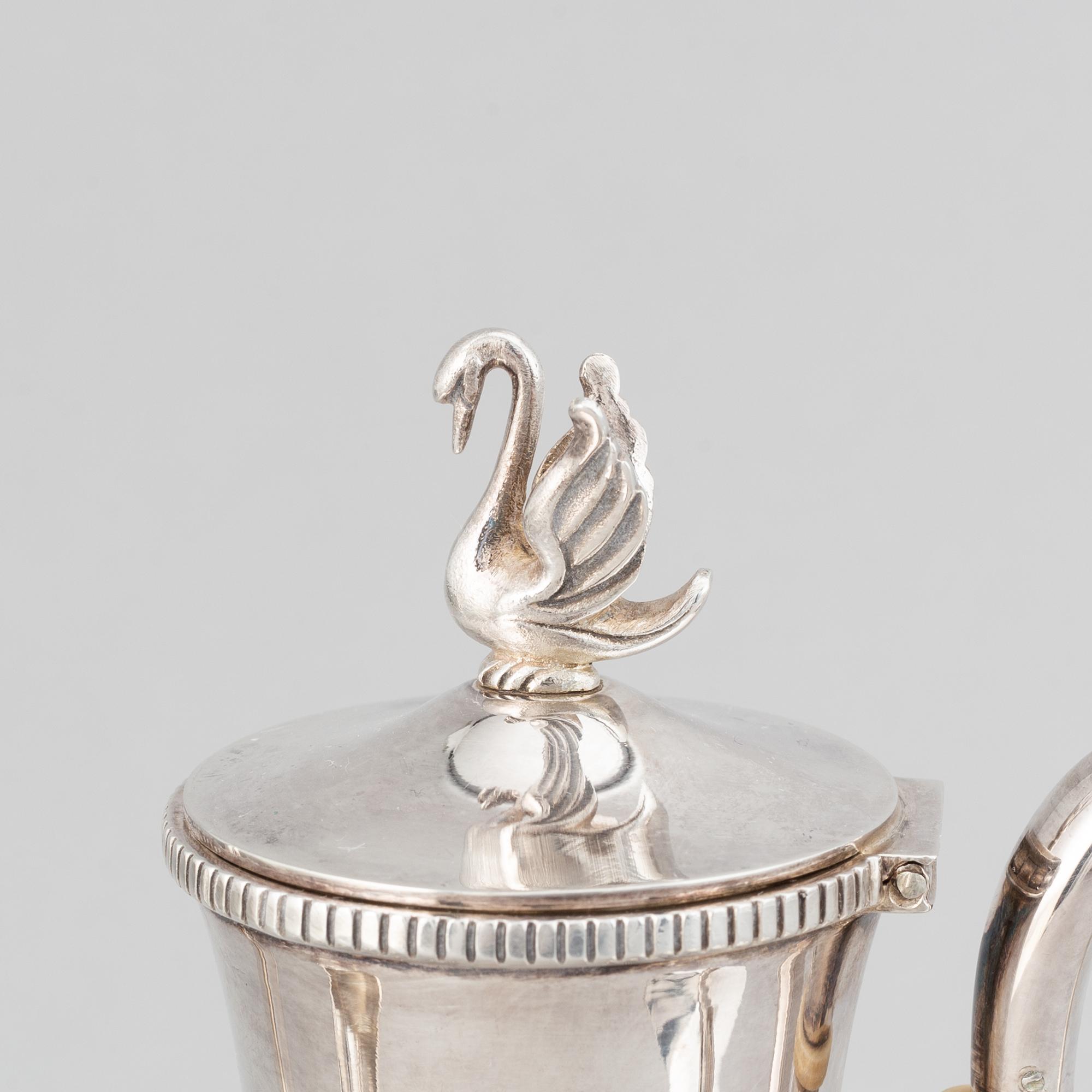 Mockaservis, 3 delar, silver, Svenska importstämplar, 1900-tal.