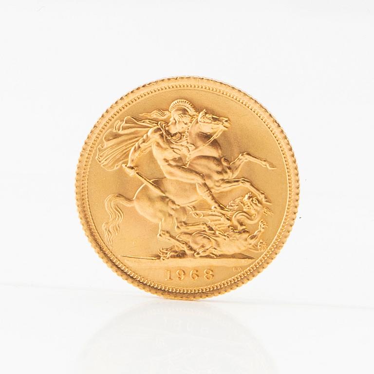 Guldmynt 1 Sovereign 1968 Storbritannien Elisabeth II.