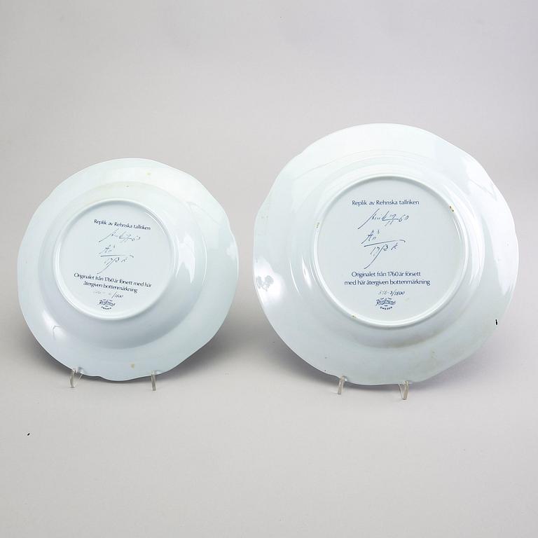 A set of 7+2 plates "Rehnska mönstret" Rörstrand numbered.