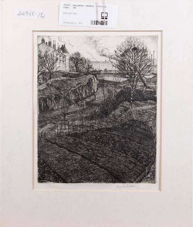 SALLBERG, HARALD, etsning, sign.