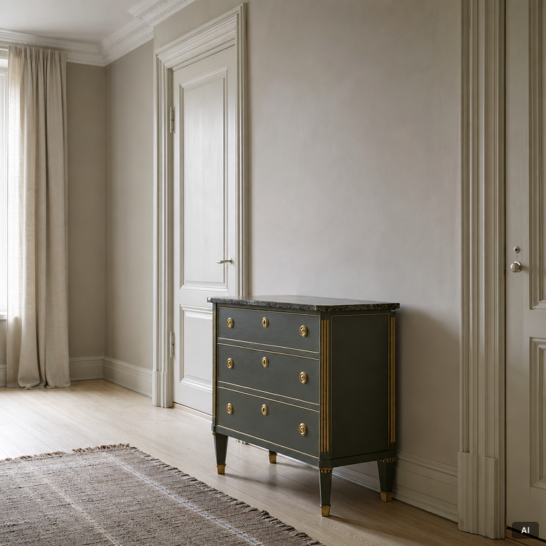A Gustavian style chest of drawers, first half of the 20th century.