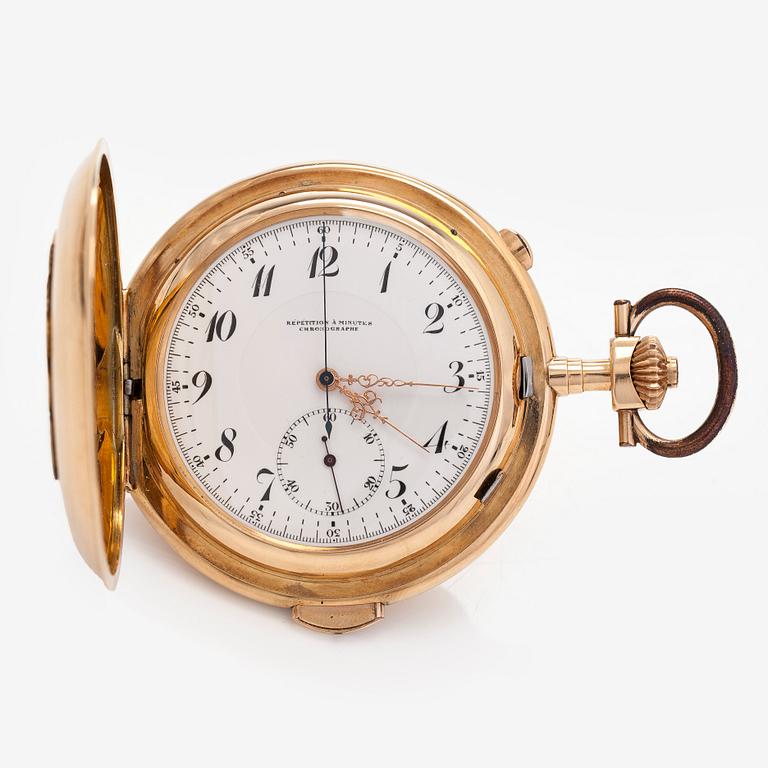 Nestor Delevaux, fickur, savonett, minutrepeter, kronograf, 62,5 mm.