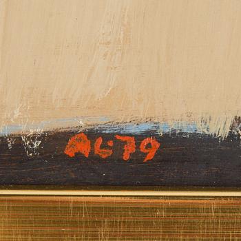 ANDERS LINDGREN, oil on board. Signed and dated 79.