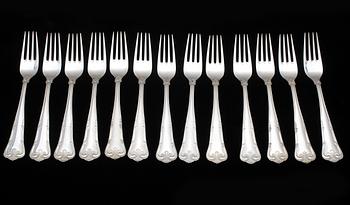 BESTICK, 56 delar, silver, Cohr, Danmark, 1900-tal. Tot vikt inkl detaljer i rostfritt stål ca 2530g.