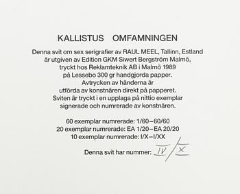 Raul Meel, portfolio with 6 silkscreen in colours, 1989, signed IV/X.