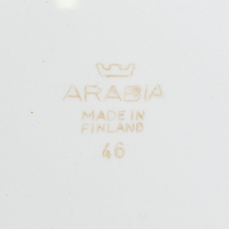 A porcelain cup, plate and soup bowl. Arabia, Finland, mid 20th century.