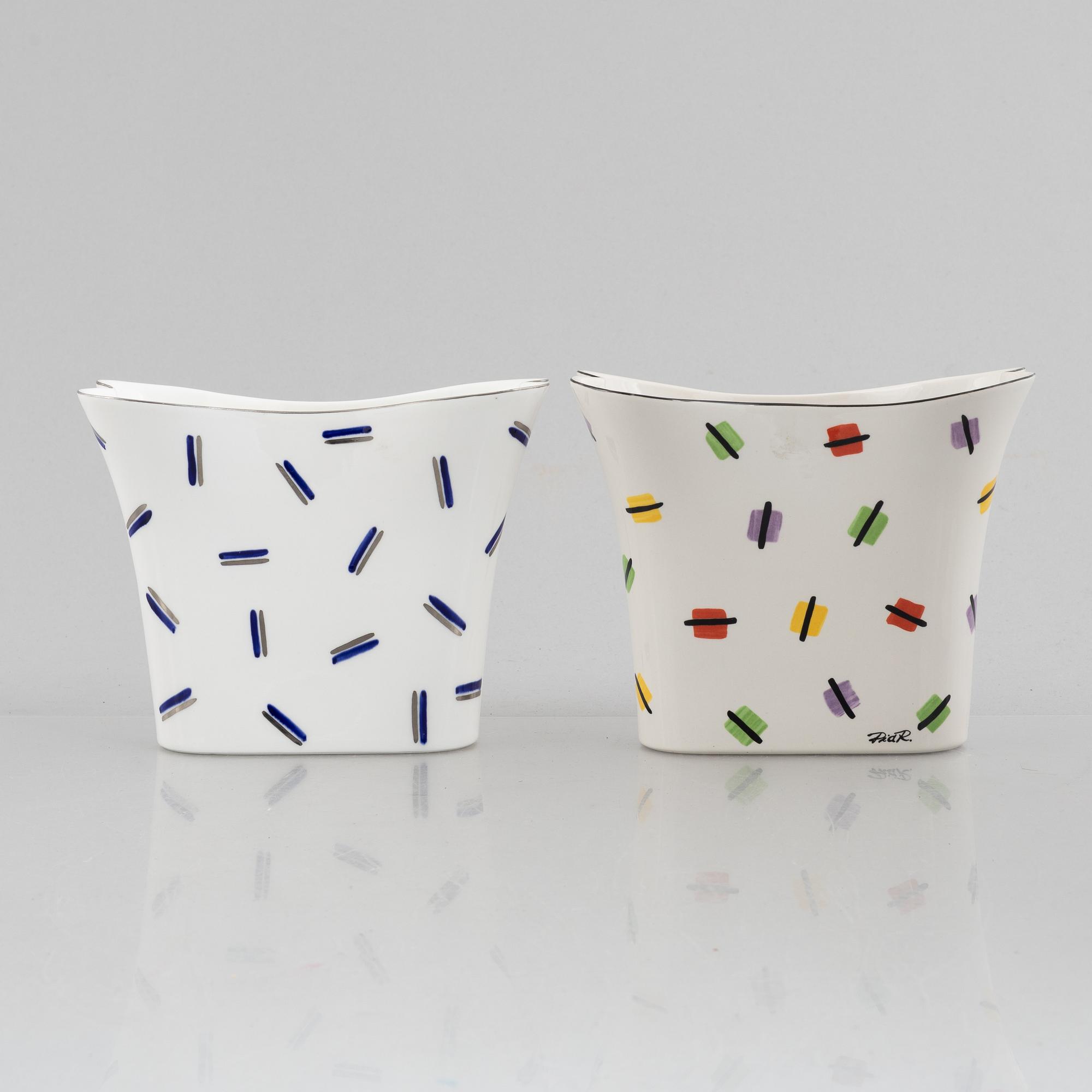 Pia Rönndahl, vaser, 5 st, bl.a. "Konfetti", Gustavsbergs Studio, 1980-90-tal.