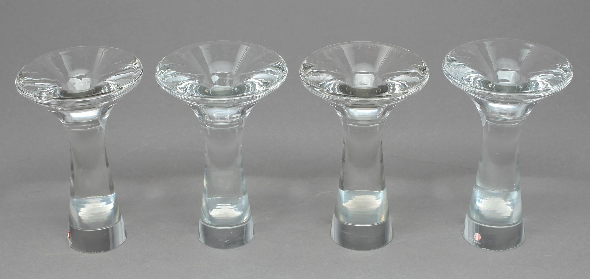 LJUSSTAKAR, 4 st, glas, Tapio Wirkkala, Iittala, signerade och numrerade 3412.