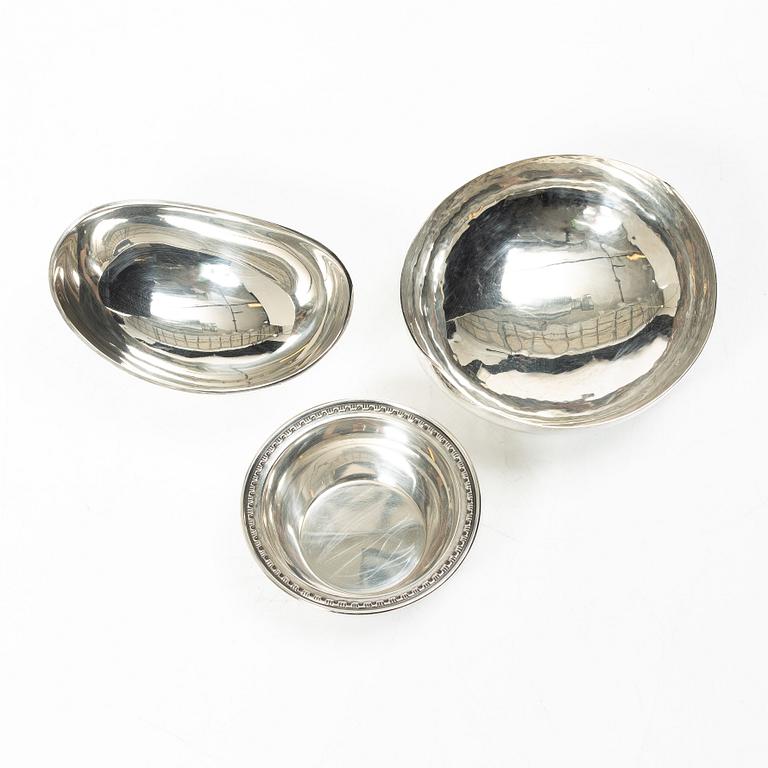 Three silver bowls, mid-20th century.