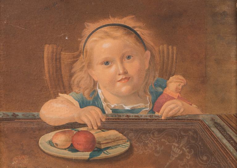 JOHANN BAPTIST REITER, TYTTÖ RUOKAPÖYDÄN ÄÄRESSÄ.