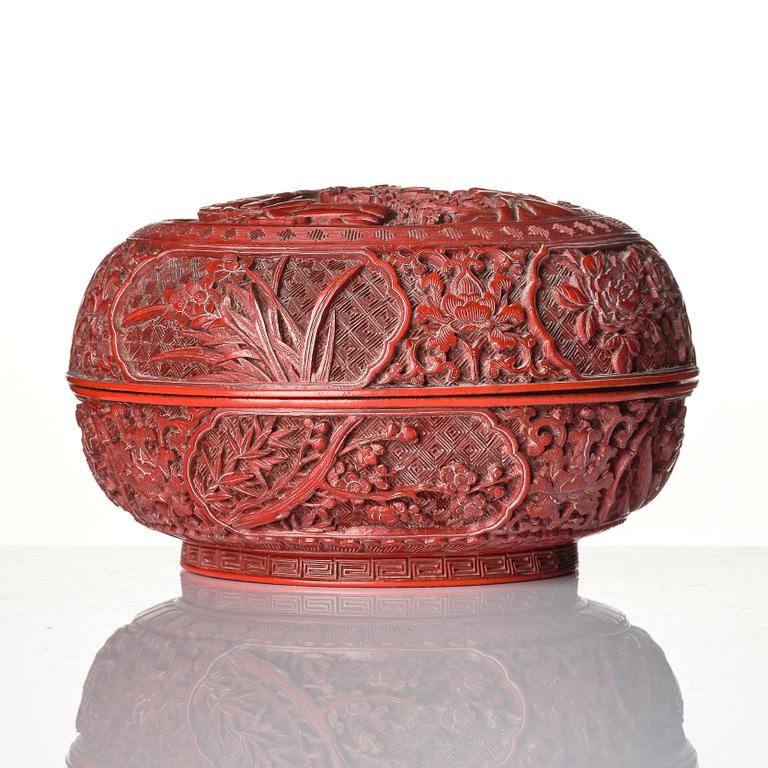 A red lacquer box, Qing dynasty, 19th century.