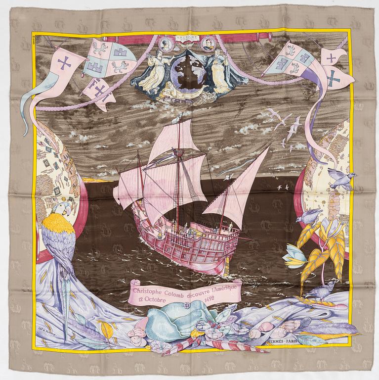 Hermès, scarf, "Christophe Colomb Découvre l'Amerique".