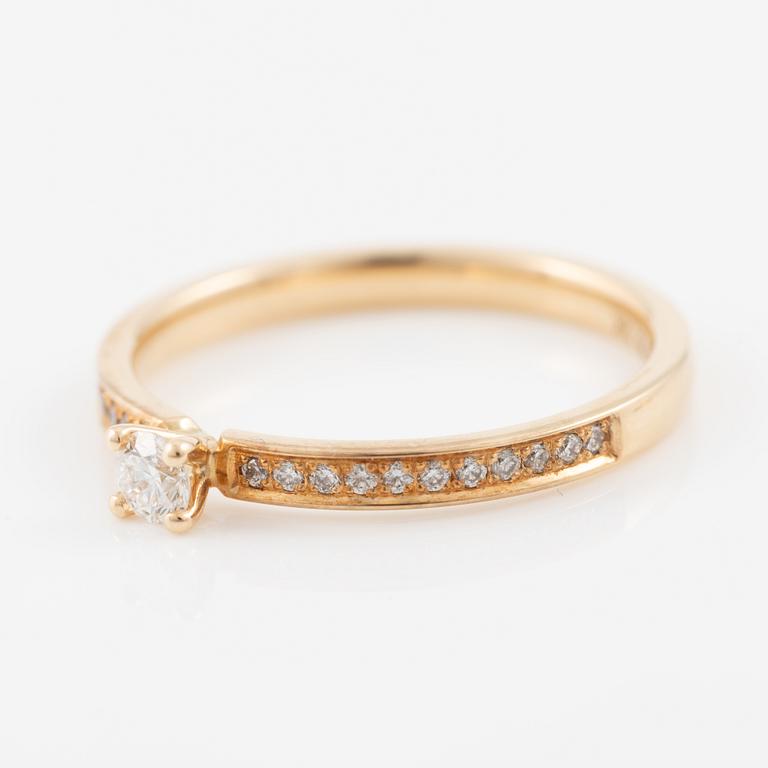 Wedding rings, a pair, Schalins, 18K gold with brilliant-cut diamonds.