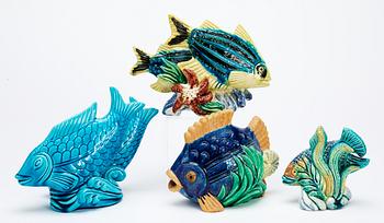 A set of four Gunnar Nylund stoneware figures of fishes, Rörstrand.