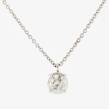 Hänge med kedja 18K vitguld med en rund briljantslipad diamant.