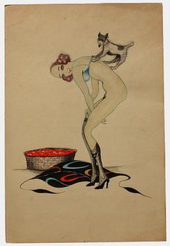 BERNDT AULIN, 11 st, akvarellerade tuschteckningar, sign. Dat 1923-24.