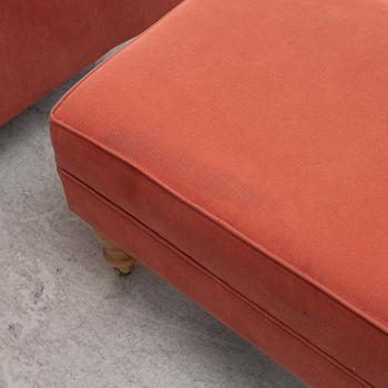 Armchair with footstool, 'York Wing Chair', Parker Knoll, 1997.