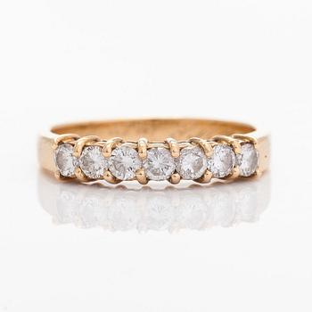 Ring, halvallians, 14K guld med briljantslipade diamanter. Finska importstämplar 1990.