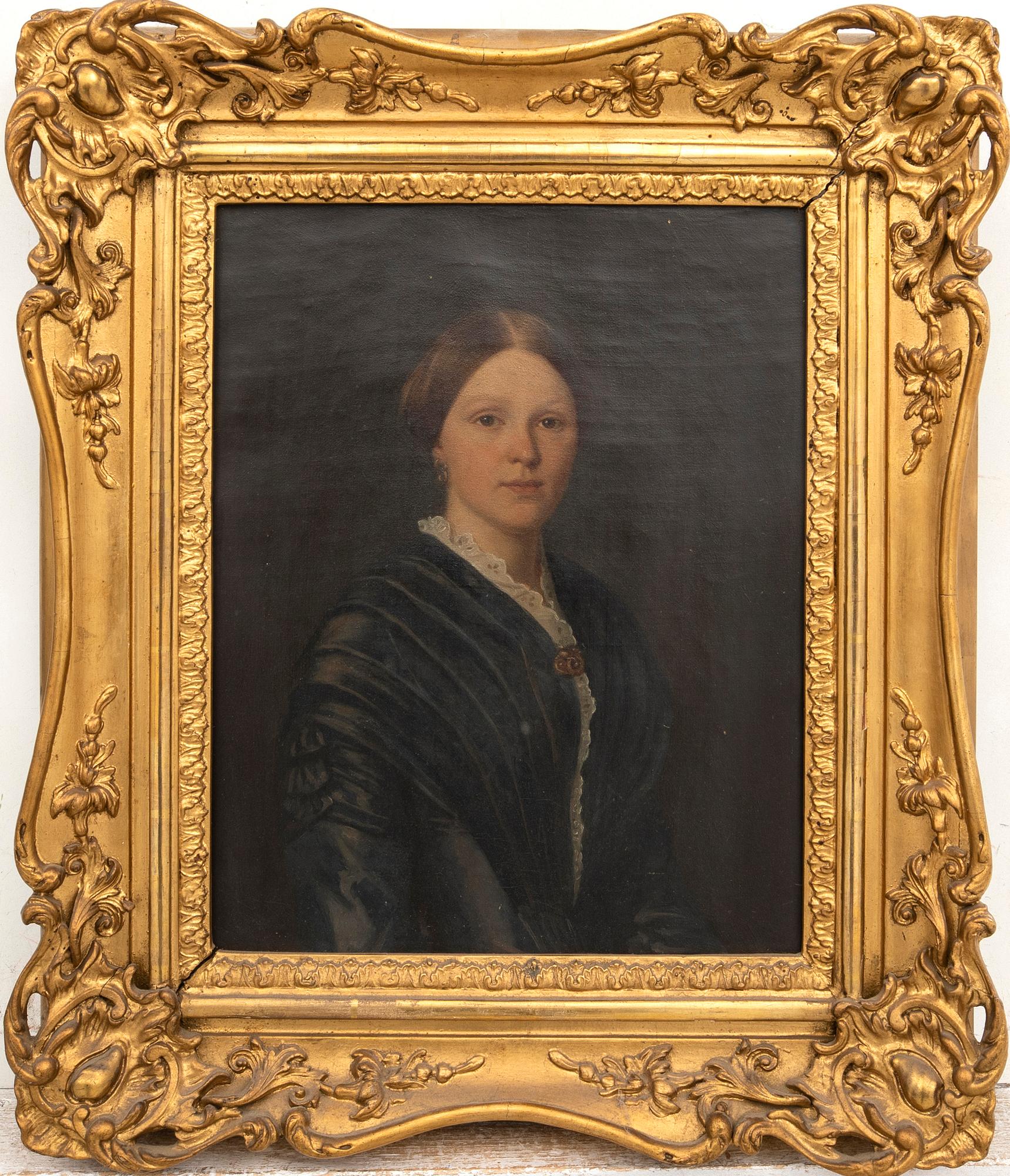 Okänd konstnär 1800-tal , Porträtt av yngre kvinna.